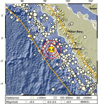 Gempa Bumi M6,4 Guncang Sumatera Barat, Titik Gempa di Kepulauan Mentawai