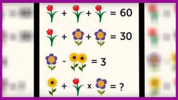 Tes IQ Matematika: Hitung Penjumlahan dan Perkalian 3 Jenis Bunga di Gambar Ini, Banyak Salah Jawab