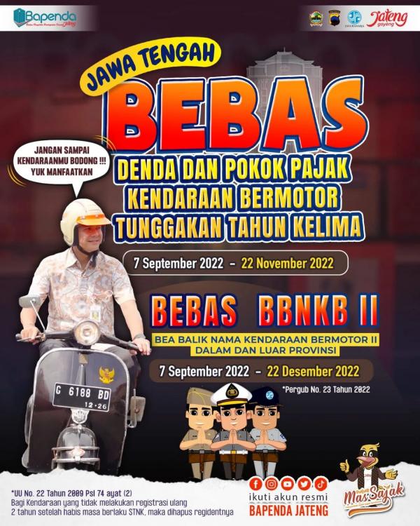 Kabar Gembira, Masyarakat Jateng Bebas Denda Bayar Pajak Kendaraan Bermotor