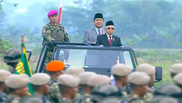 Wapres Ma’ruf Amin dan Menhan Prabowo Resmi Tetapkan 2.974 Personel Komcad TNI 2022