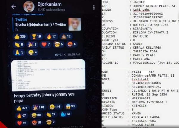 Johnny G Plate Diduga Kena Doxing Hacker Bjorka Pas Ultah ke-66, Data Pribadinya Tersebar