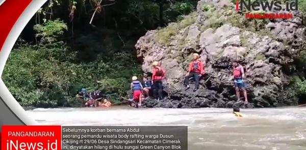 Video Tim Sar Kesulitan Saat Pencarian Pemandu Wisata yang Hilang di Hulu Sungai Green Canyon