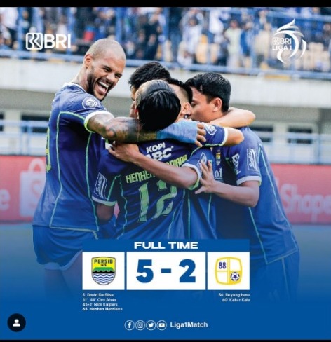 Pesta Gol Persib Bandung Menang Telak Atas Barito Putera 5-2 