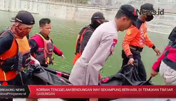 Breking News,Warga Tenggelam di Bendungan Way Sekampung Ditemukan Tewas