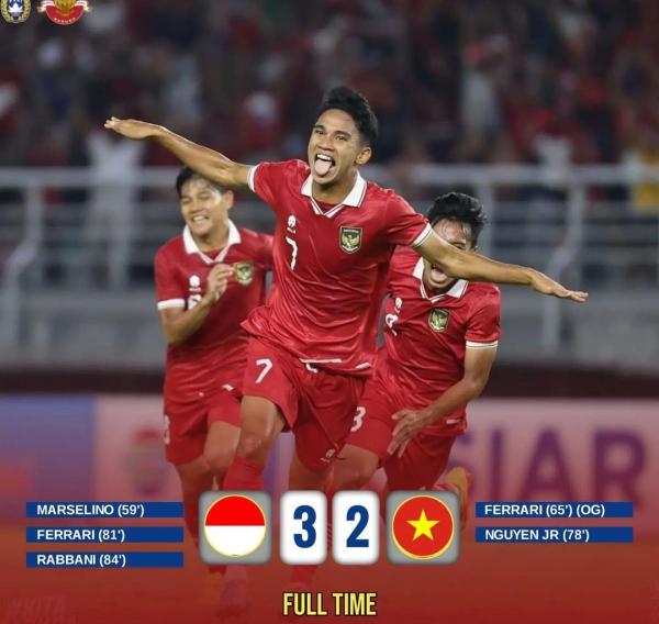 Timnas Indonesia U-19 Menang Lawan Vietnam 3-2 Lolos ke Piala Asia U-20 2023 Uzbekistan