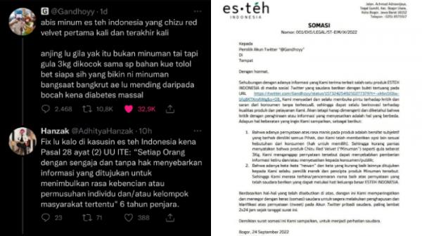 Dianggap Produknya Terlalu Manis oleh Netizen, Esteh Indonesia Layangkan Somasi