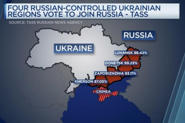 Rusia Caplok Empat Wilayah Ukraina Setelah Mayoritas Penduduknya Setuju Bergabung