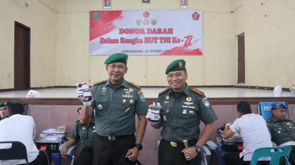 Aksi Donor Darah Sambut HUT TNI, Korem 011/LW Kumpulkan 306 Kantong
