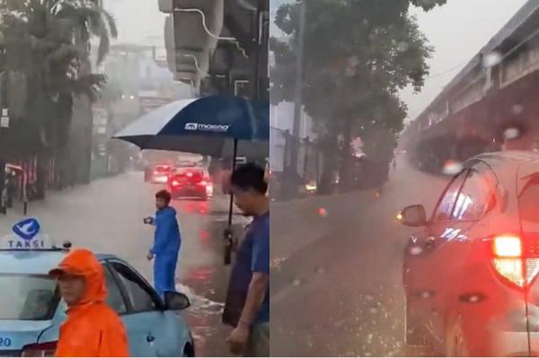 Jakarta Dilanda Hujan Deras, Halte Transjakarta Karet-Sudirman Dipadati Penumpang