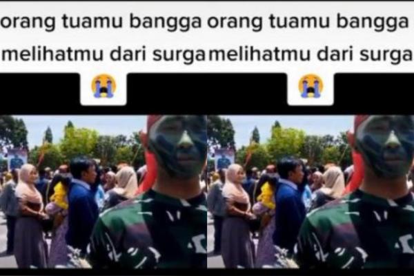 Viral, Prajurit TNI Sendiri Tanpa Orang Tua Saat Lulusan