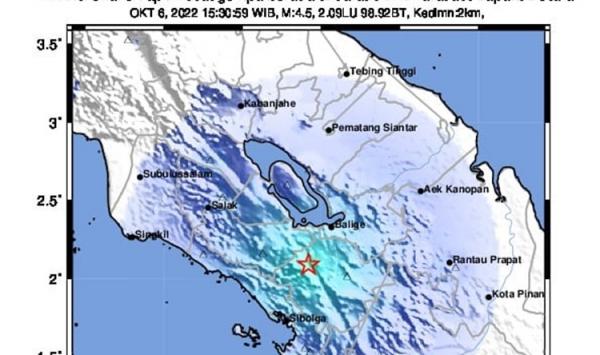 Gempa Bumi Tektonik M 4 5 Kembali Guncang Tapanuli Utara