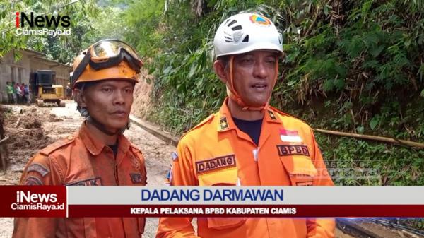 VIDEO: Longsor Tutup 2 Akses Jalan di Desa Sukamaju Cihaurbeuti Ciamis, BPBD Terjunkan Alat Berat