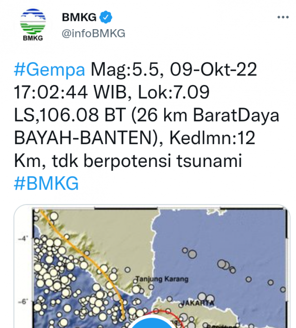 Breaking News! Terjadi Gempa Bumi di Lebak -Banten dengan Kekuatan 5.5 SR Bogor Terasa Banget