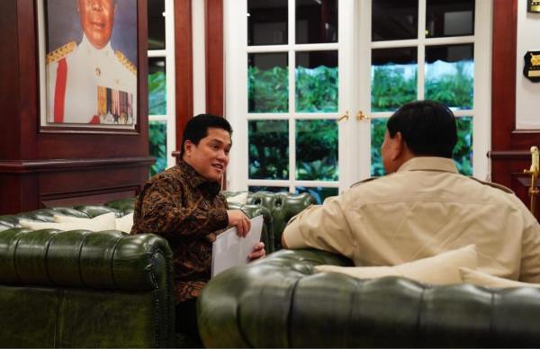 Bahas Hal Ini, Erick Thohir dan Prabowo Subianto Diskusi di Ruang Kerja Menteri Pertahanan