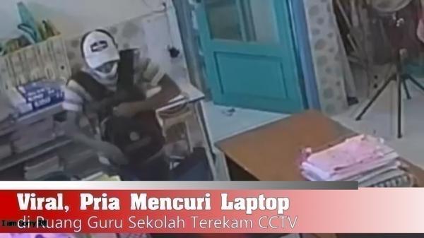 Viral, Pria dengan Santai Mencuri Laptop di Ruang Guru Sekolah