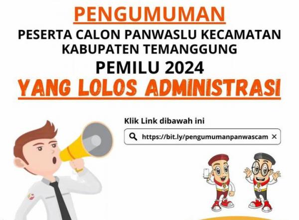 Sebanyak 506 Calon Panwascam Kabupaten Temanggung Lolos Administrasi Siap Ikuti Tes Tertulis
