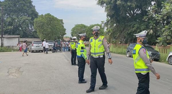 Cegah Macet di Lokasi Demo, Satlantas Polres Serang Laksanakan Pengaturan
