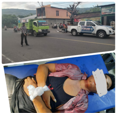 Kecelakaan Simpang Bungawaru Motor dan Pejalan Kaki, 1 tewas Pelajar SMP Luka