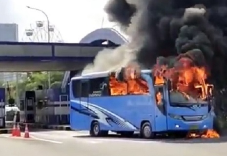 Breaking News! Satu Unit Bus Pariwisata Terbakar, Penumpang Sempat Terjebak