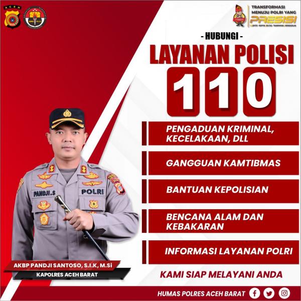 Kapolres Aceh Barat: Masyarakat Silakan Gunakan Hotline 110 Jika Butuh Layanan Polisi