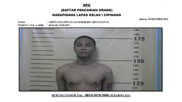 Seorang Tahanan Bandar Narkoba Kabur dari Lapas Cipinang