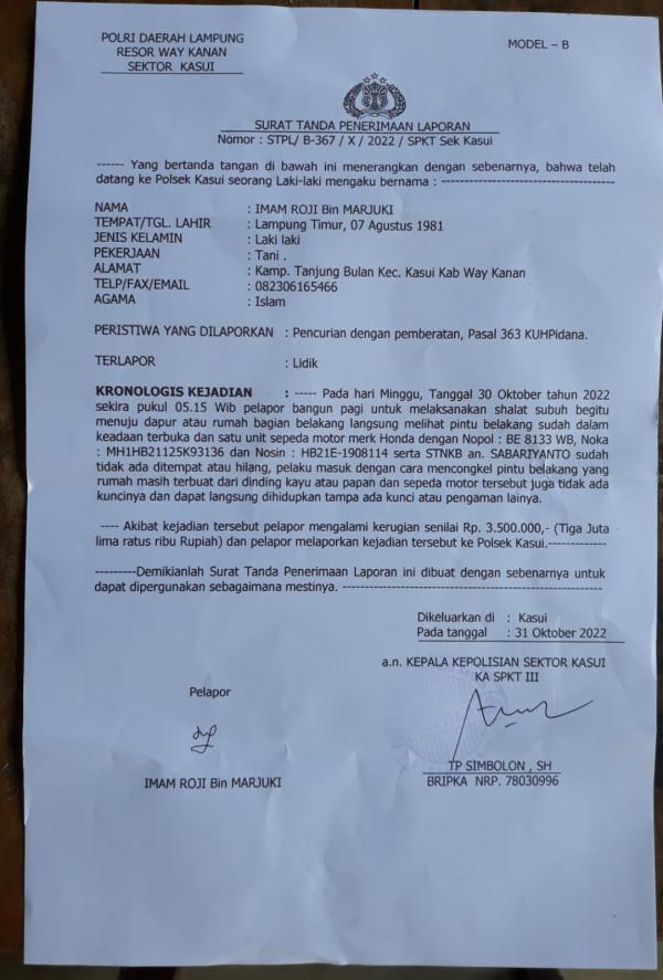 Motor Warga Tanjung Bulan Raib Dibawa Pencuri, Polisi Gelar Olah TKP Usai Dapat Laporan