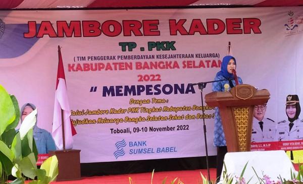 Jambore Kader PKK 2022, Elizia Riza Herdavid Semangati Pengurus PKK Kecamatan Se Bangka Selatan