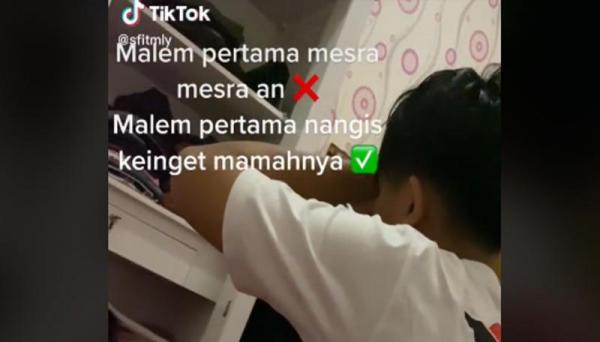 Pengantin Pria Nangis saat Malam Pertama, Netizen Komentar Tunggu Arahan Mamah