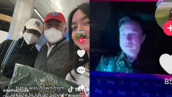 Viral Sosok Nadine Mahasiswi Indonesia Antarkan Batik Bomba ke Elon Musk, Rela Terbang Pagi Buta
