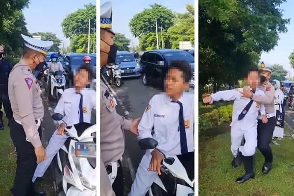Viral, Pelajar SMP Naik Motor Tak Pakai Helm dan Marah-marah ke Polisi