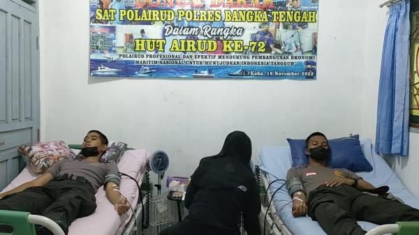 Rayakan HUT ke-72 Polairud, Polres Bangka Tengah Gelar Donor Darah