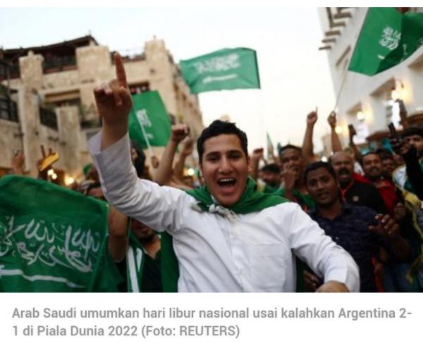 Piala Dunia 2022: Timnas Arab Saudi Sikat Argentina 2-1, Raja Salman Umumkan Hari Libur Nasional