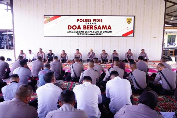 Polres Pidie Gelar Doa Bersama  Atas Bencana Musibah Gempa Bumi di Cianjur