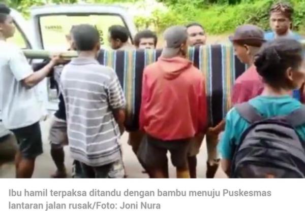 Ibu Hamil Terpaksa Ditandu dengan Bambu 9 Km ke Puskesmas, Gegara Jalan Rusak Parah