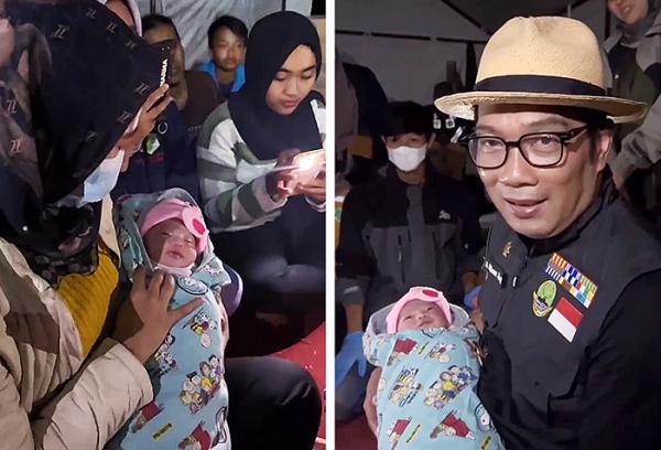 Kunjungi Korban Gempa, Ridwan Kamil Beri Nama Bayi yang Lahir di Dalam Tenda