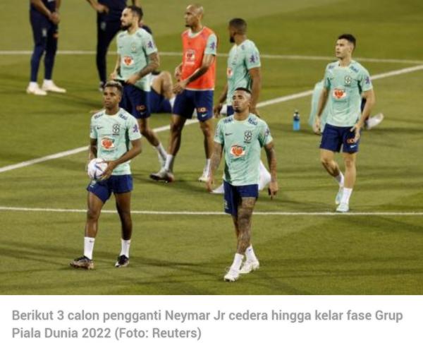 Piala Dunia 2022 : Calon Pengganti Neymar Jr yang Cedera hingga Kelar Fase Grup, Siapa Saja?