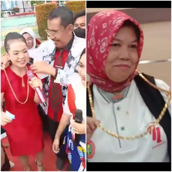 HUT PGRI di Pandeglang Dicemari Pria Berseragam Batik PGRI Joget dan Kalungkan Emas pada 2 Biduanita