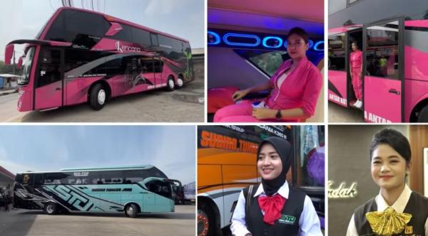 Begini Penampakan Pramugari Bus, Salah Satunya Pakai Baju Pink yang Bikin Salah Fokus