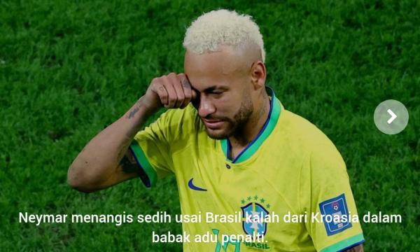 Neymar Menangis Sedih Setelah  Brasil Dikalahkan Kroasia