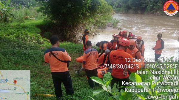 Pria Korban Arus Sungai Bogowonto Ditemukan dalam Keadaan Meninggal Dunia