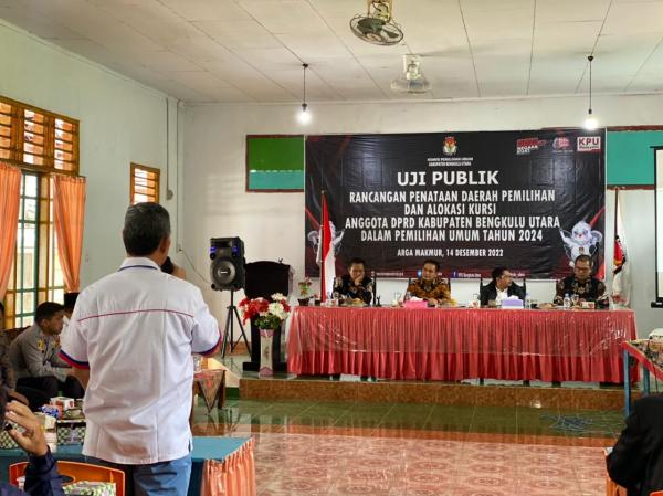 KPU Bengkulu Utara Lakukan Uji Publik Rancangan Penataan Dapil Pemilu 2024