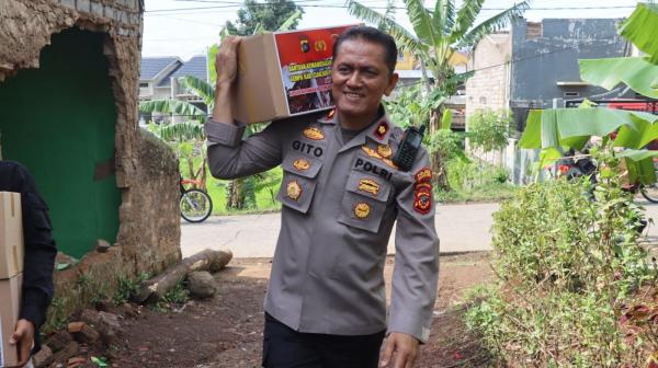 Ratusan Paket Sembako dari Polda Babel Berhasil Disalurkan ke Warga Terdampak Gempa Cianjur 