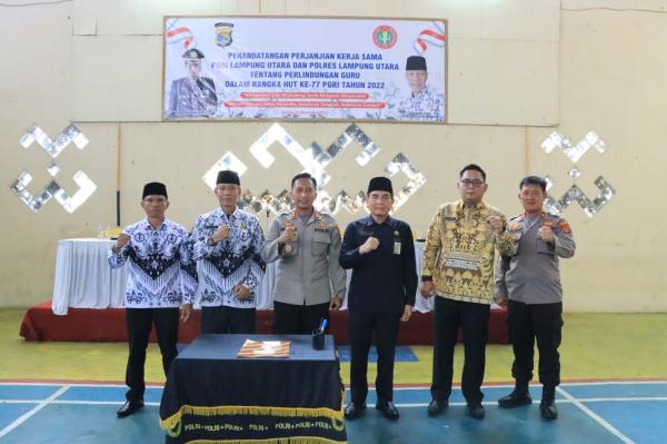 PGRI Lampung Utara Tanda Tangani Perjanjian Kerjasama dengan Polri