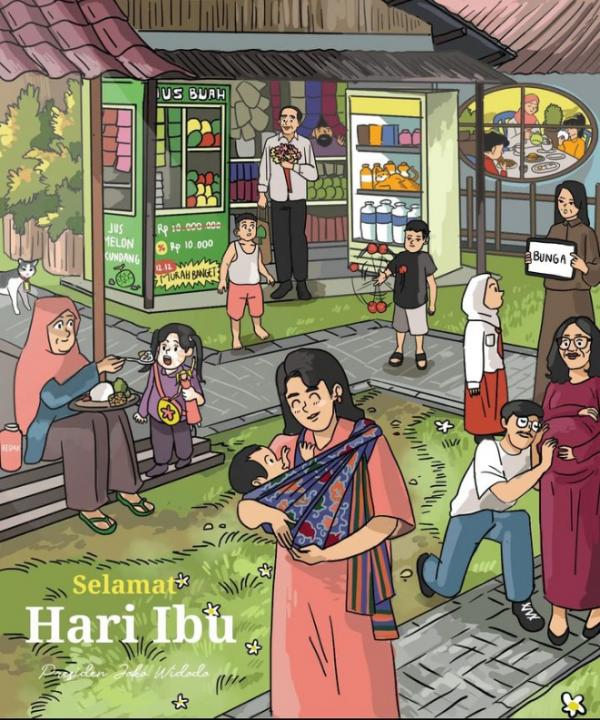 Presiden Jokowi Unggah Poster Selamat Hari Ibu, Ada Oyen hingga Al Nahyan Bocah Bersinglet