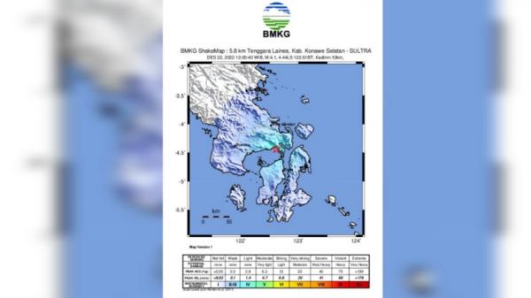 Gempa Magnitudo 4,1 yang Mengguncang Lainea Konawe Selatan akibat Aktivitas Sesar Lainea