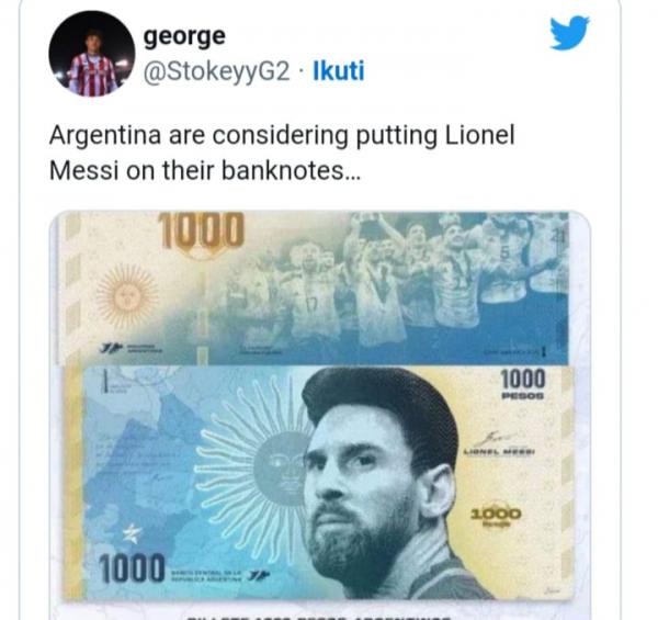 Bank Sentral Argentina akan Diabadikan Wajah Lionel Messi dan Pemain Timnas Lainnya di Mata Uang