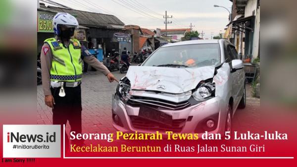 Kecelakaan Beruntun di Jalan Sunan Giri, Seorang Peziarah Tewas dan 5 Pelajar Luka-Luka