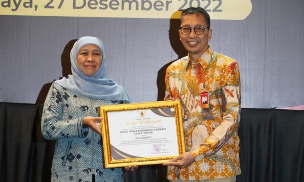 Bank Jatim Raih Peringkat Pertama Paritrana Award Provinsi Jawa Timur 2022