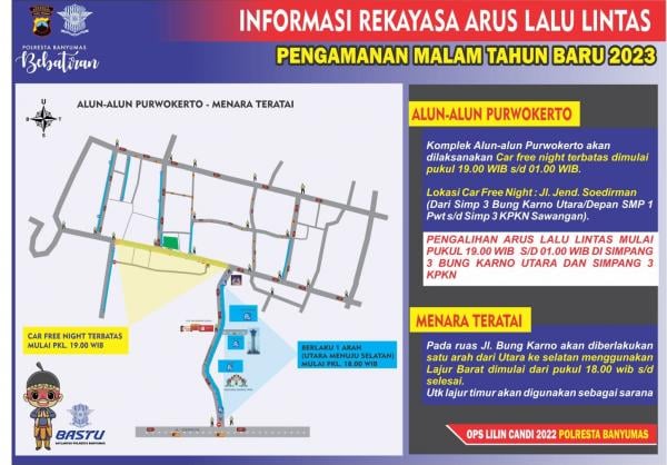 Lokasi Car Free Night Malam Pergantian Tahun 2023 di Purwokerto, Polisi Lakukan Rekayasa Lalu Lintas