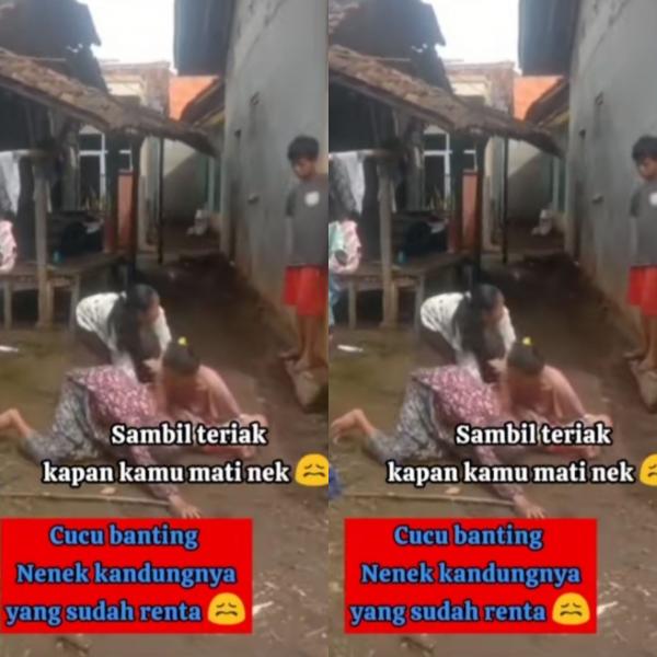 Netizen Murka! Seorang Cucu Jambak dan Banting Neneknya hingga Terjungkal